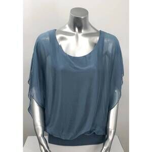 NEW M MADE IN ITALY women's darla scoop neck top in slate blue